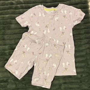George Kids Pajama Set in Lavender with Bunny Print